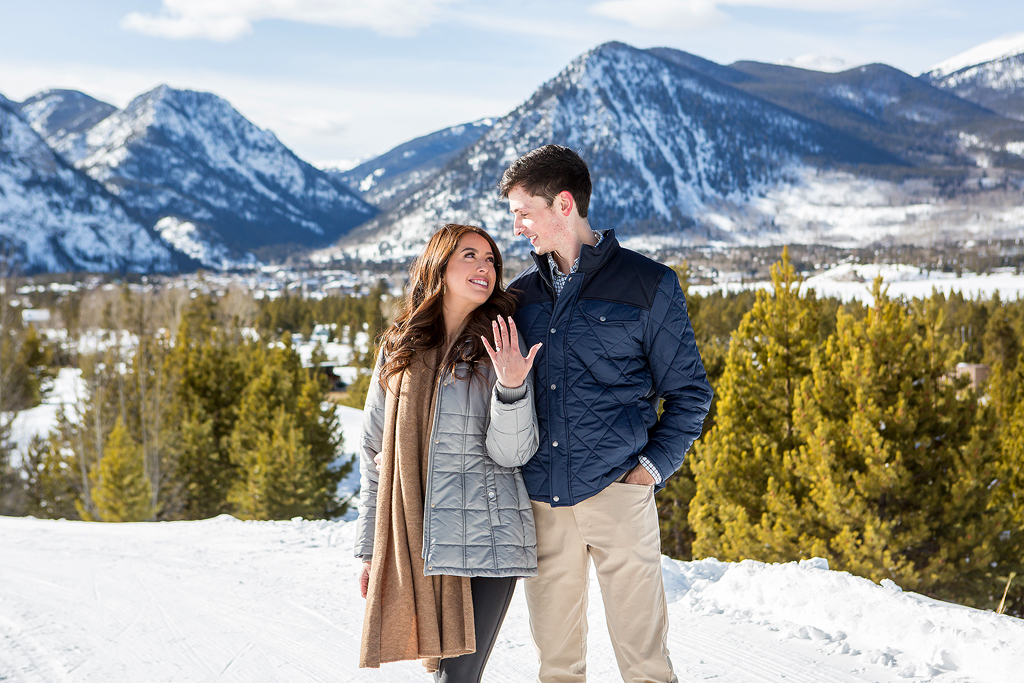 Stephanie showing off her new engagement ring near the Frisco Adventure Center.